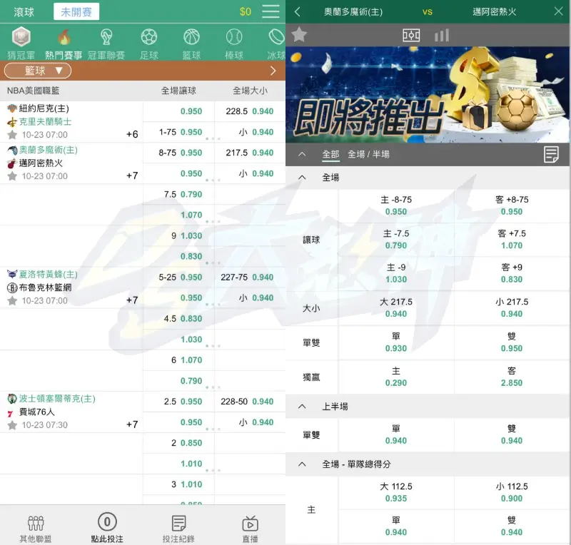 運彩NBA玩法基本熱門款